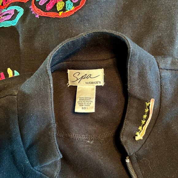 Adorable Abstract Line Art Horse and Lion Black Zipper Jacket Modern Women's L - Picture 11 of 11